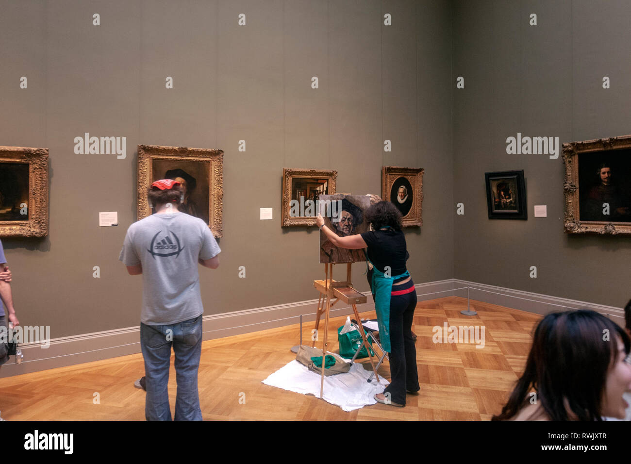 Visitatore la pittura autoritratto di Rembrandt , il Metropolitan Museum of Art, Manhattan, New York STATI UNITI D'AMERICA Foto Stock