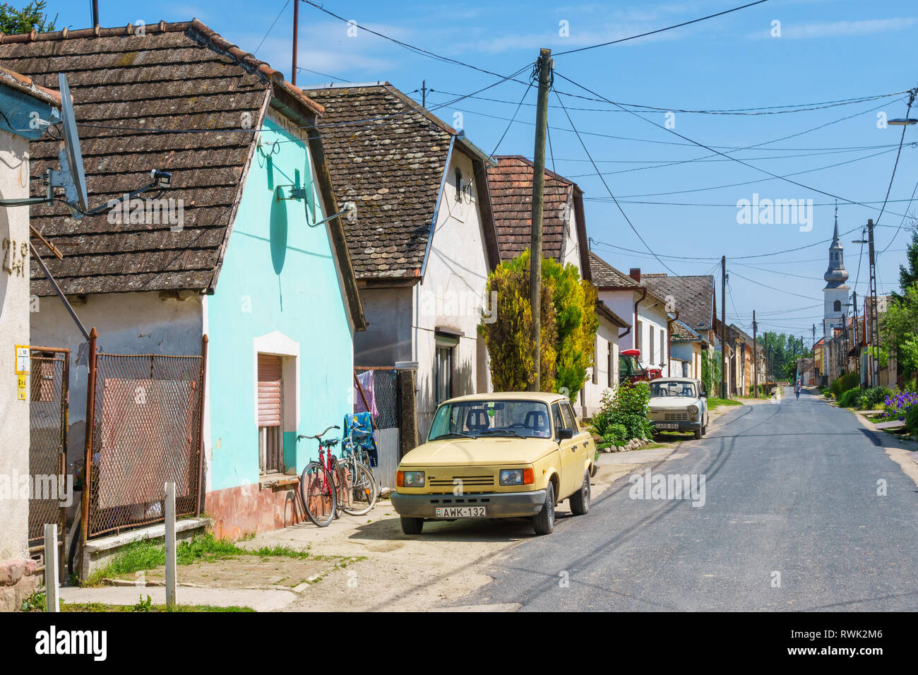Street nel villaggio di Báta Ungheria Foto Stock
