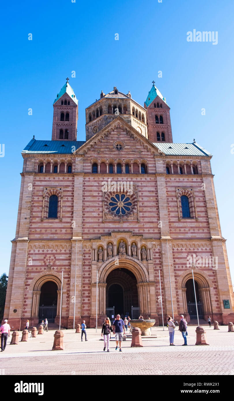 Imperial Basilica Cattedrale dell Assunzione e St Stephen; Speyer, Germania Foto Stock