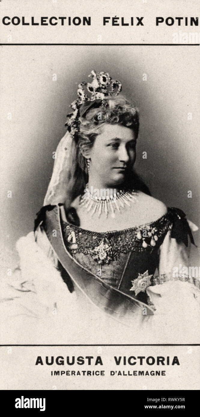 Ritratto fotografico di Augusta Victoria, impératrice d'Allemagne - dalla prima raccolta FÉLIX POTIN, secolo XIX Foto Stock