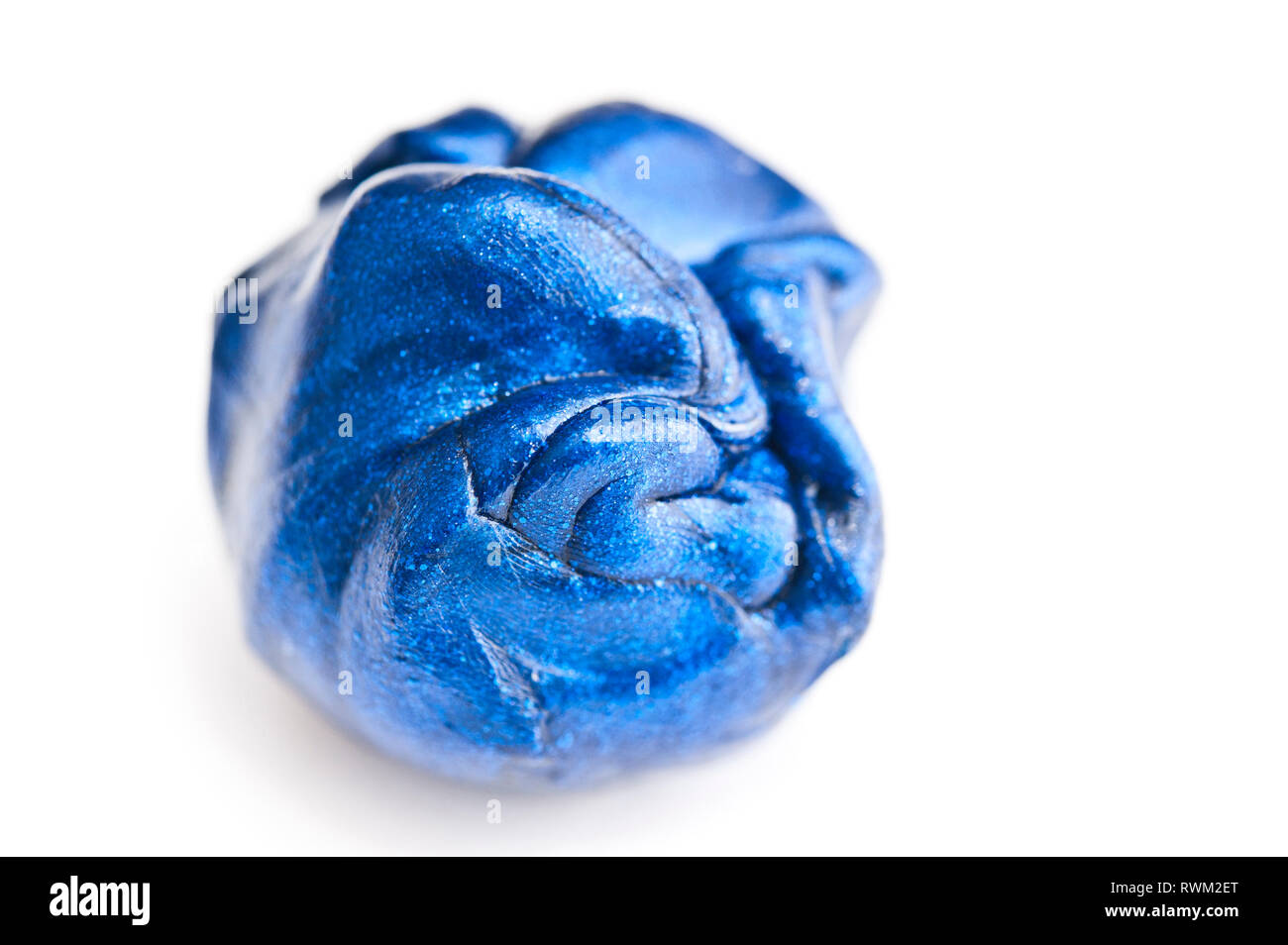 Sfera blu di Silly Putty magic argilla, isolato Foto Stock