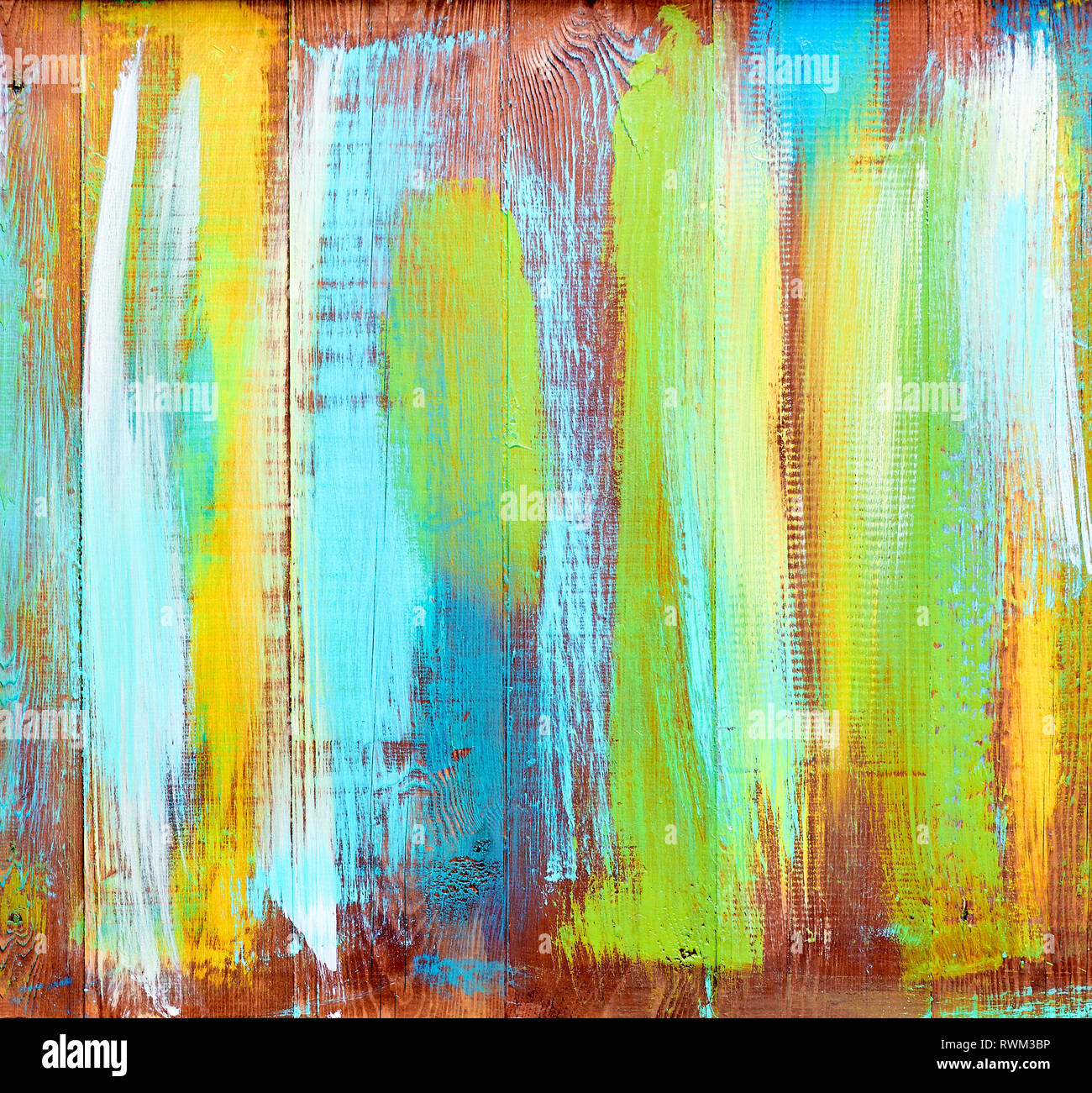 Abstract vintage texture di legno con sfondo multicolore di contrassegni di vernice su di esso Foto Stock