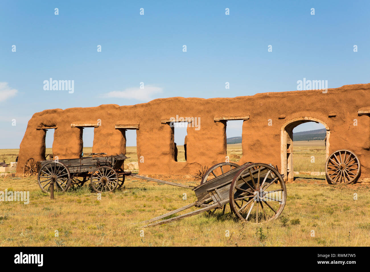 Rovine del trasporto Corral, Fort Unione Monumento Nazionale; Nuovo Messico, Stati Uniti d'America Foto Stock