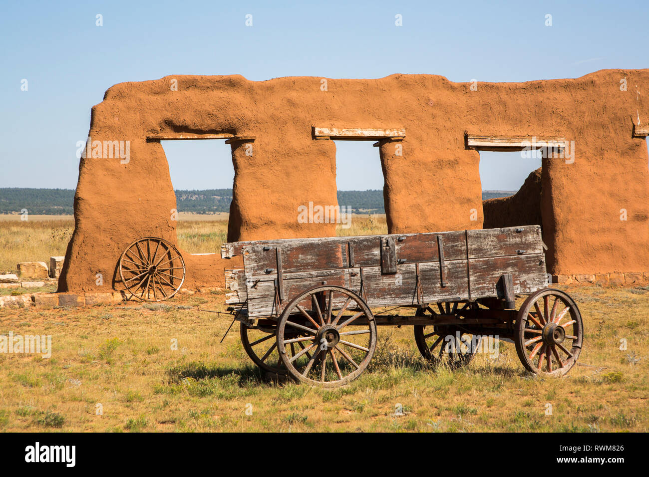 Rovine del trasporto Corral, Fort Unione Monumento Nazionale; Nuovo Messico, Stati Uniti d'America Foto Stock