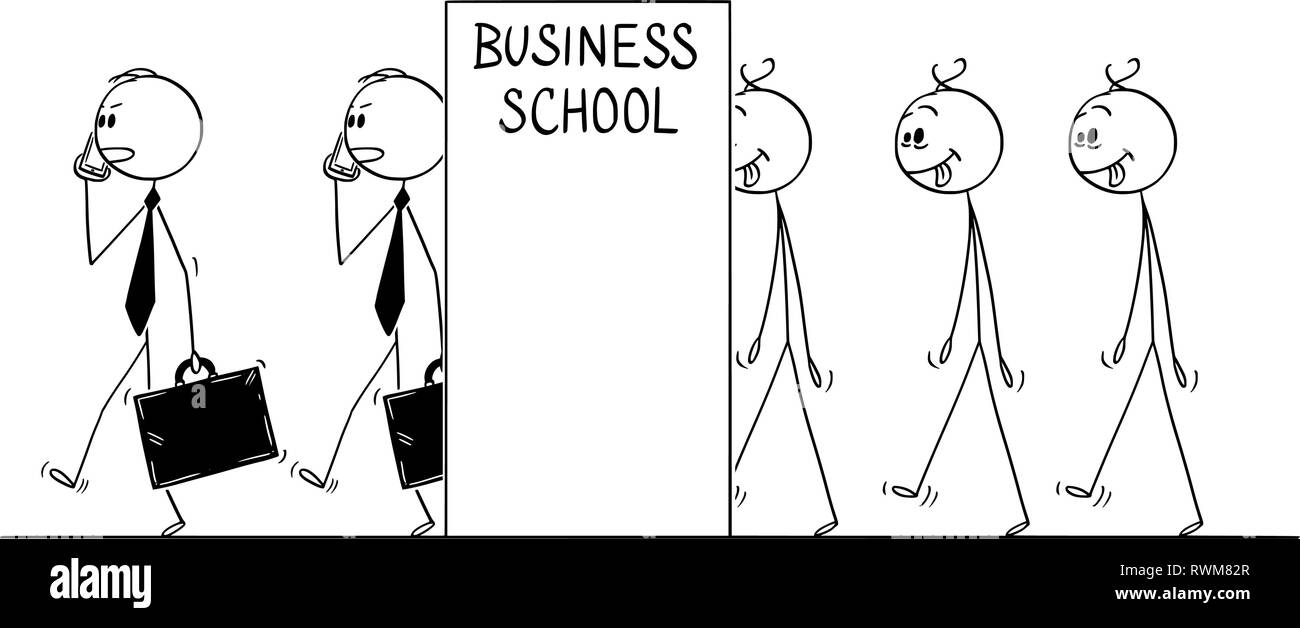 Cartoon della linea di Sordo uomini trasformando a imprenditori, il concetto di istruzione Illustrazione Vettoriale