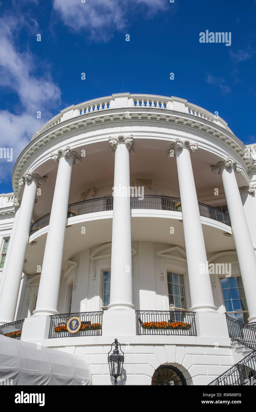 Portico SUD, casa bianca; Washington, Stati Uniti d'America Foto Stock