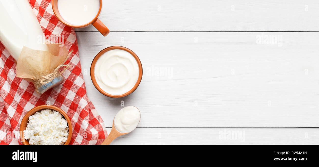 Alimenti lattiero-caseari e bevande concept Foto Stock