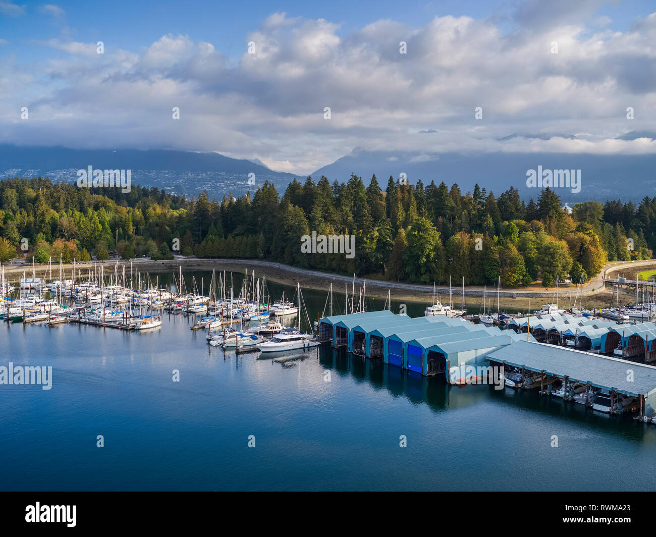 Bayshore West Marina; Vancouver, British Columbia, Canada Foto Stock