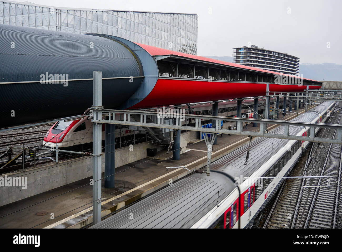 Genève-Sécheron stazione ferroviaria, Ginevra, Svizzera Foto Stock