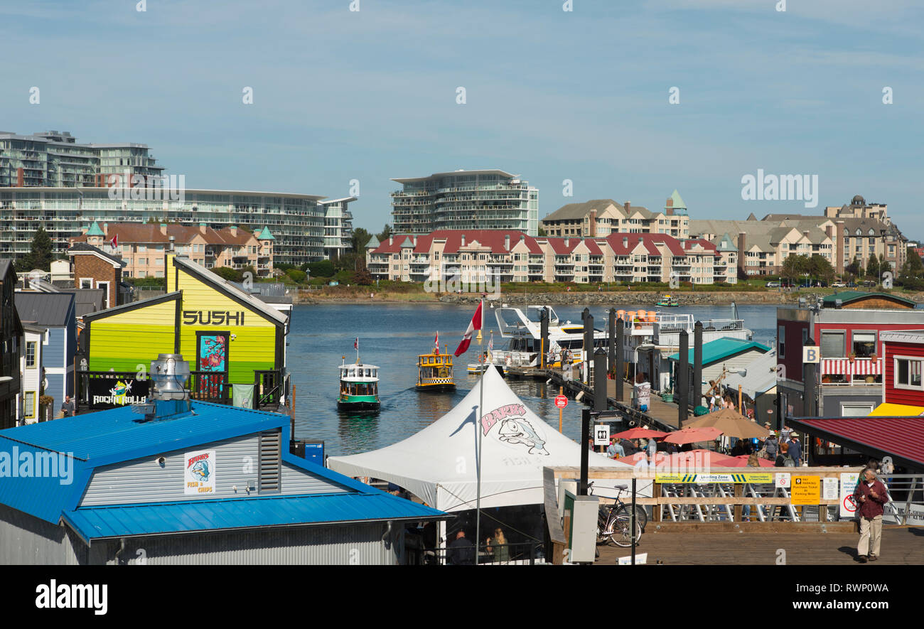 Fisherman Wharf, floathomes, James Bay, Victoria, British Columbia, Canada Foto Stock