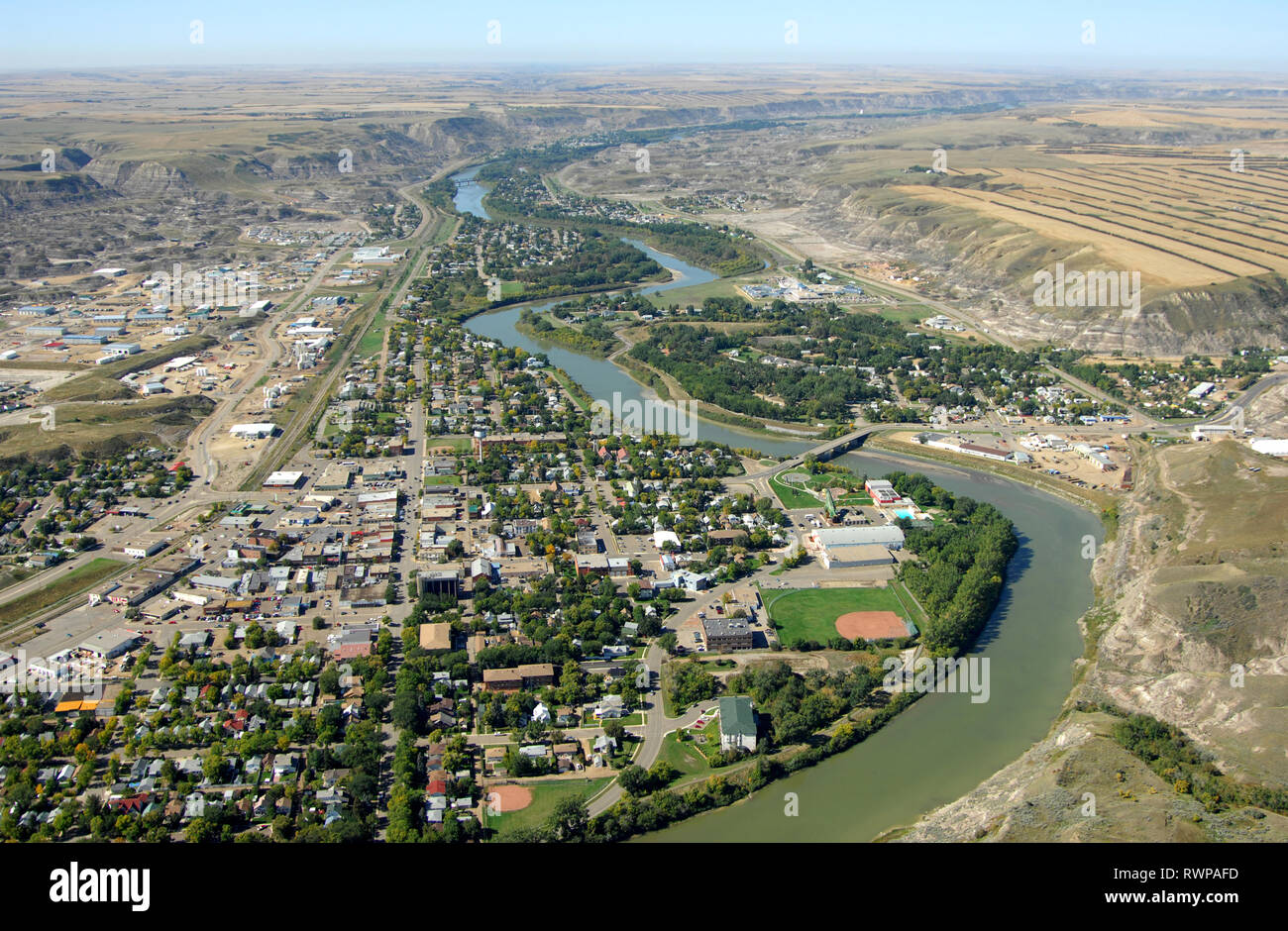 Antenna, Red Deer River, Drumheller, Alberta, Canada Foto Stock