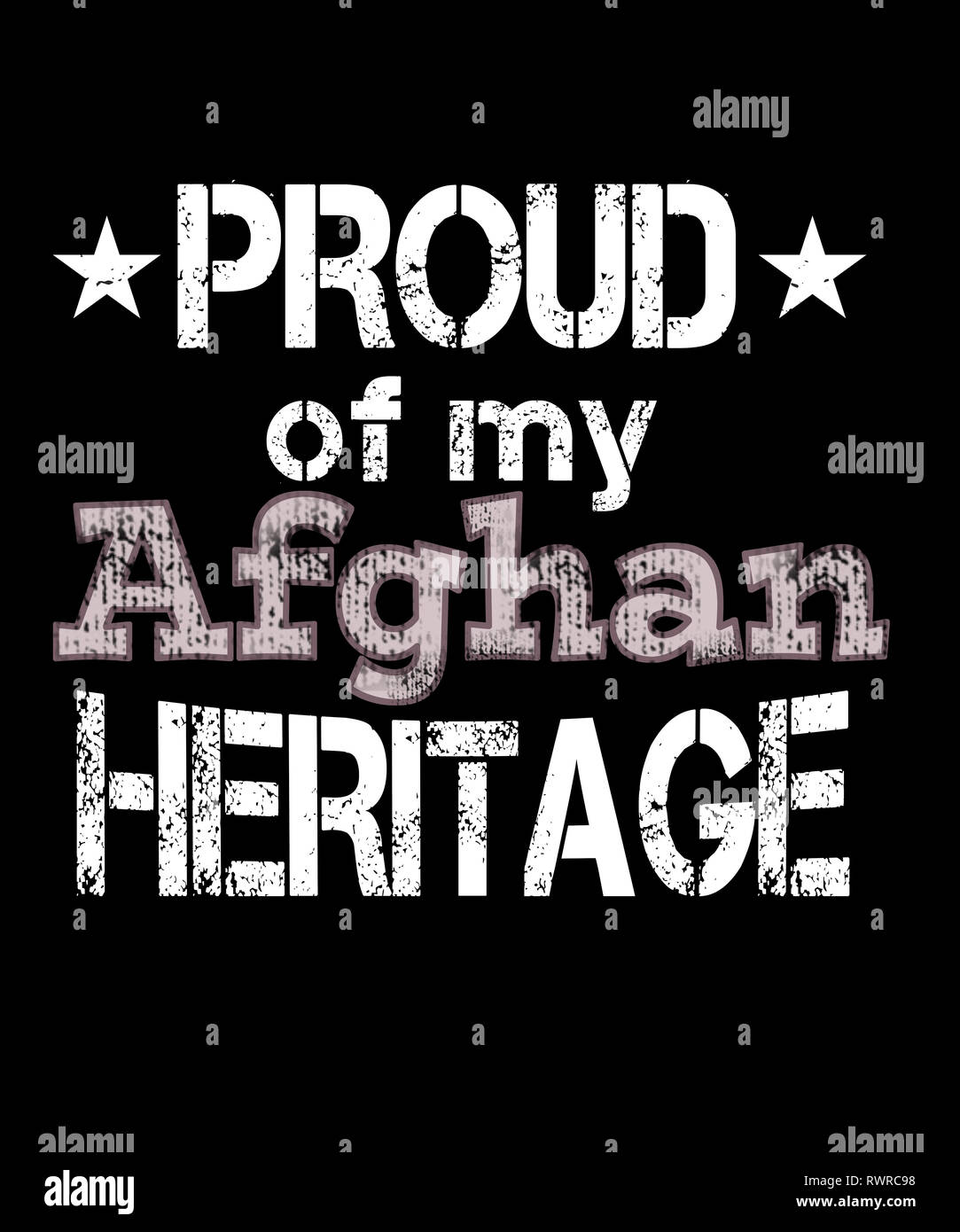 Orgoglioso del mio patrimonio culturale afghano grunge stile vintage graphic design su uno sfondo nero. Foto Stock