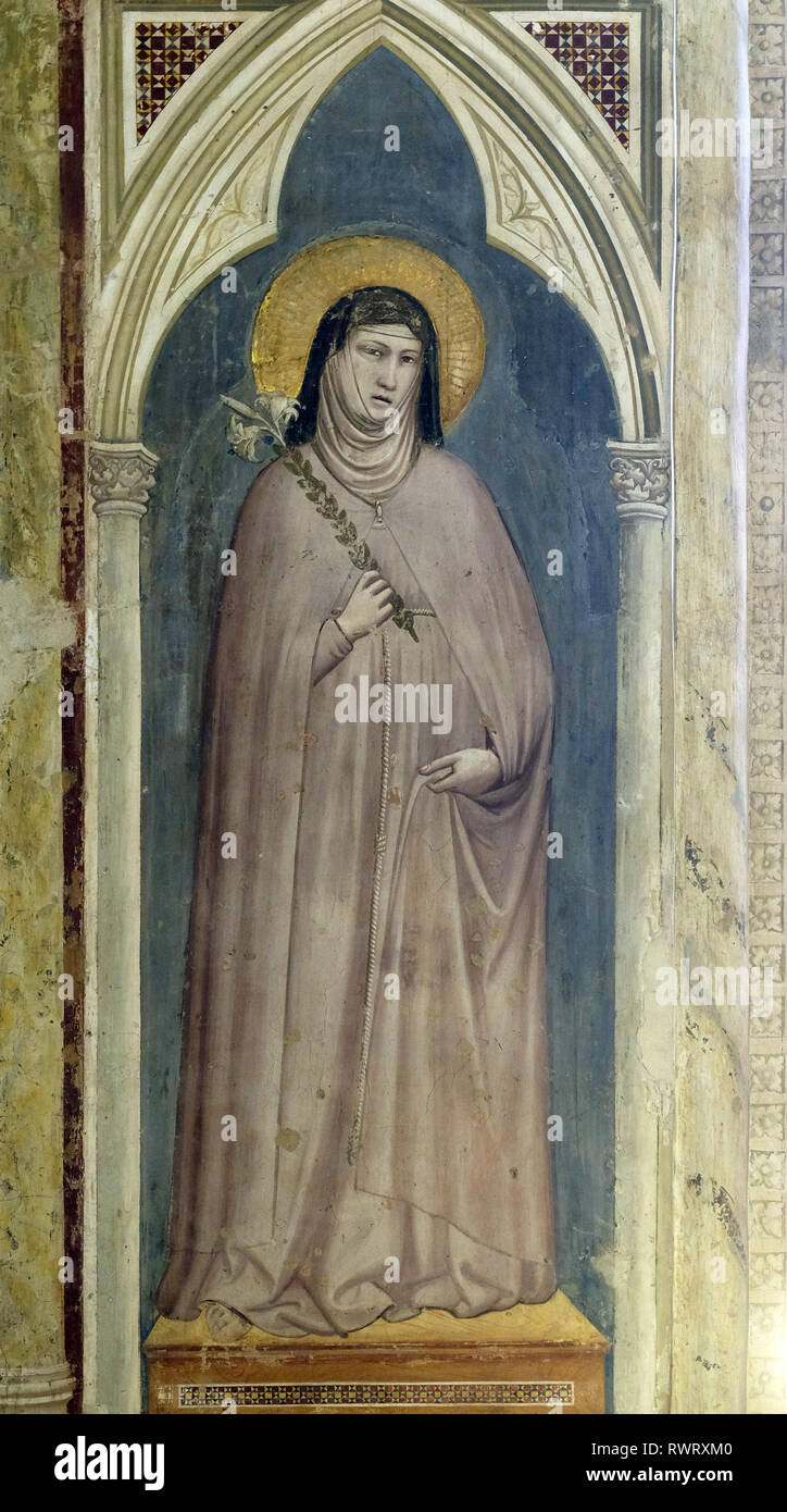 Santa Chiara di Assisi tenendo un giglio, affresco di Giotto di Bondone
