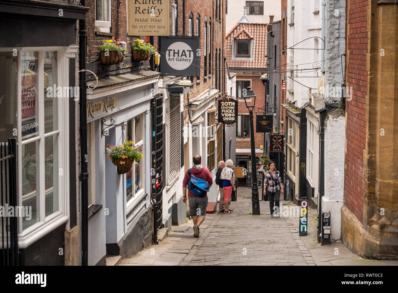 Scena di strada di fasi di Natale, Bristol, Regno Unito Foto Stock