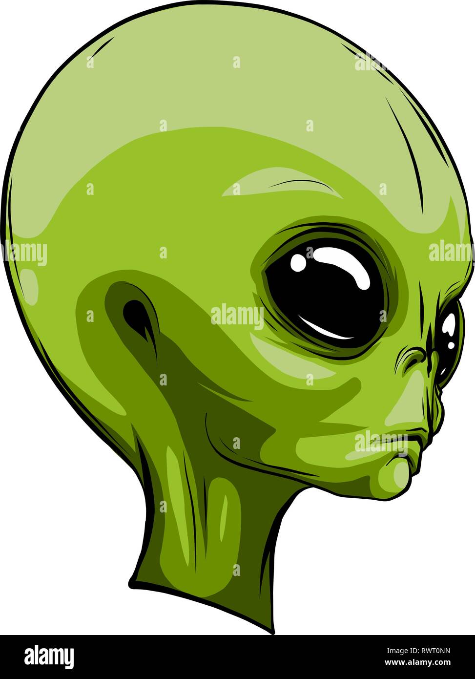 Alien extraterrestre faccia verde mascotte illustrazione vettoriale Illustrazione Vettoriale