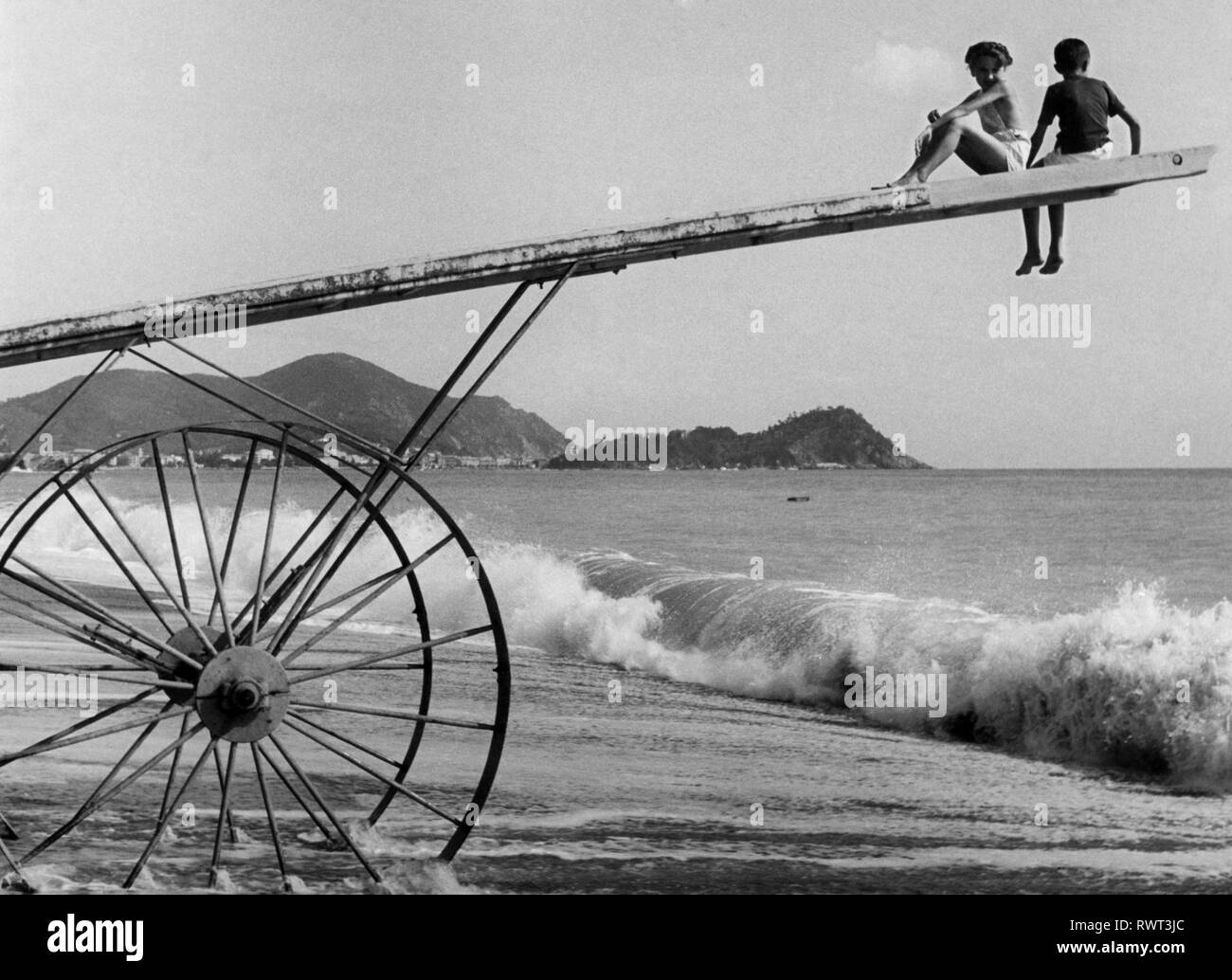 Spiaggia di cavi di lavagna, liguria, Italia 1920-30 Foto stock - Alamy