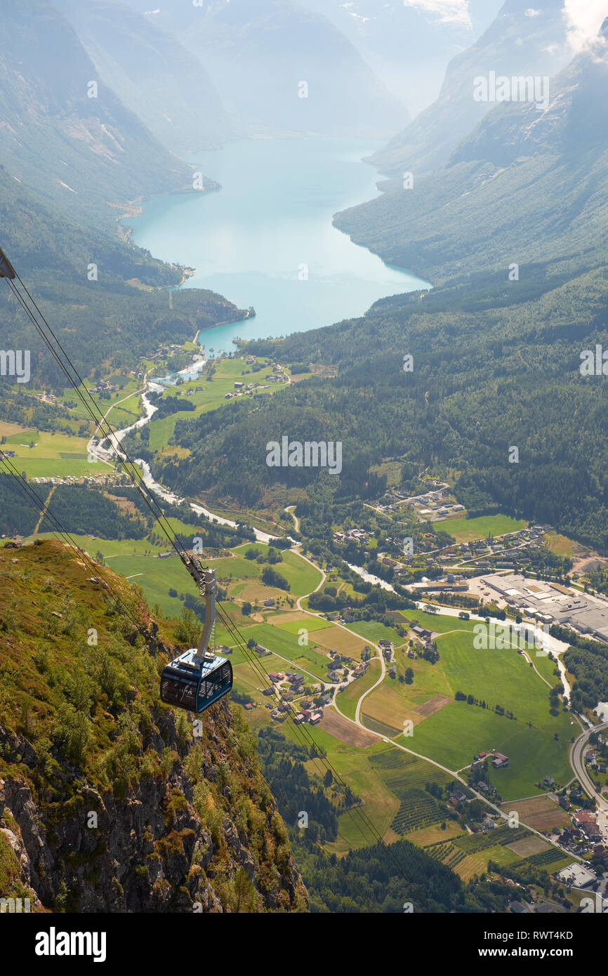 Loen Skylift è una linea tramviaria in Loen in Stryn, Norvegia Foto Stock