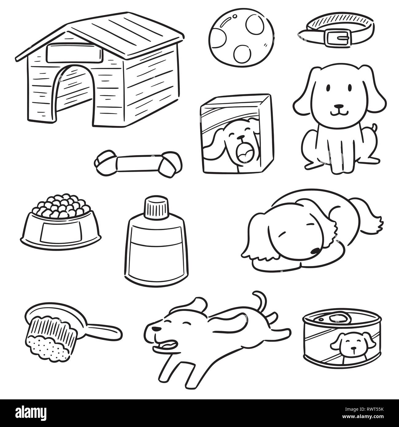 Vector set di accessori per cani Illustrazione Vettoriale