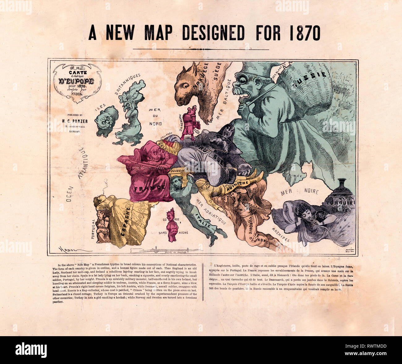 Una nuova mappa progettato per il 1870 Europa Foto Stock