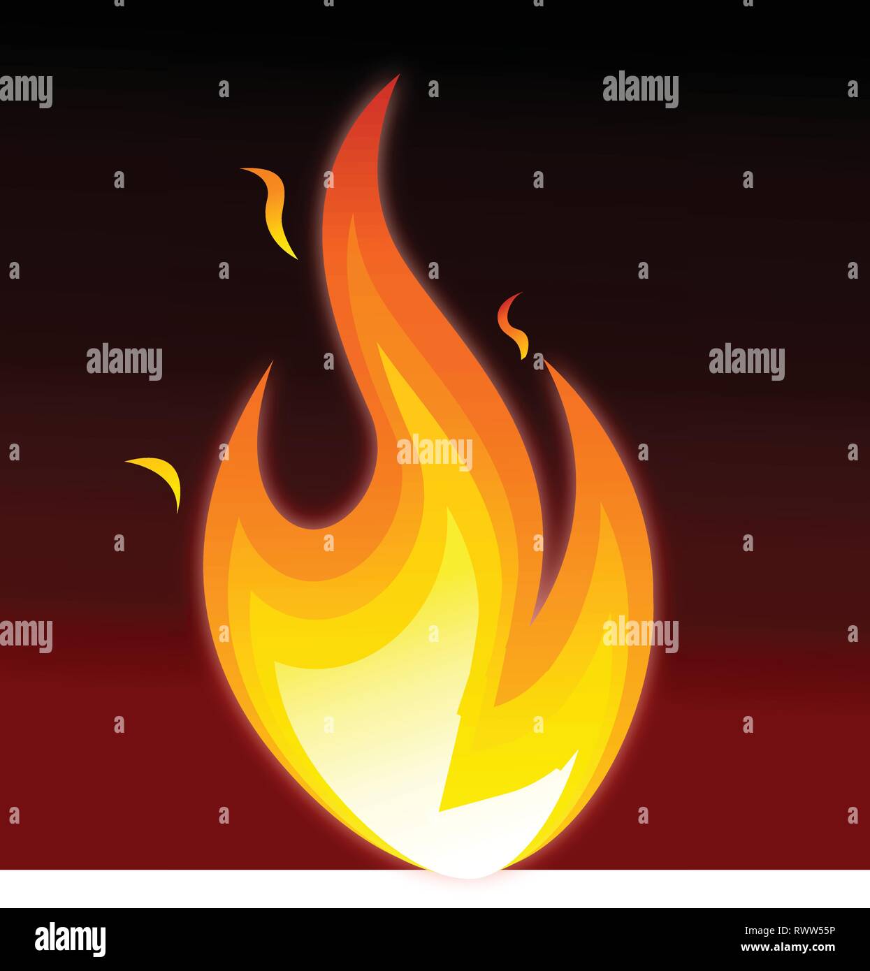 Colorato icona di fiamma su sfondo scuro Illustrazione Vettoriale