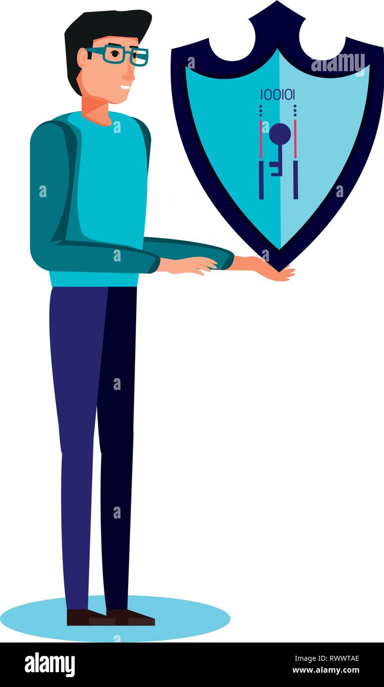 Fissare la protezione con il giovane illustrazione vettoriale design Illustrazione Vettoriale