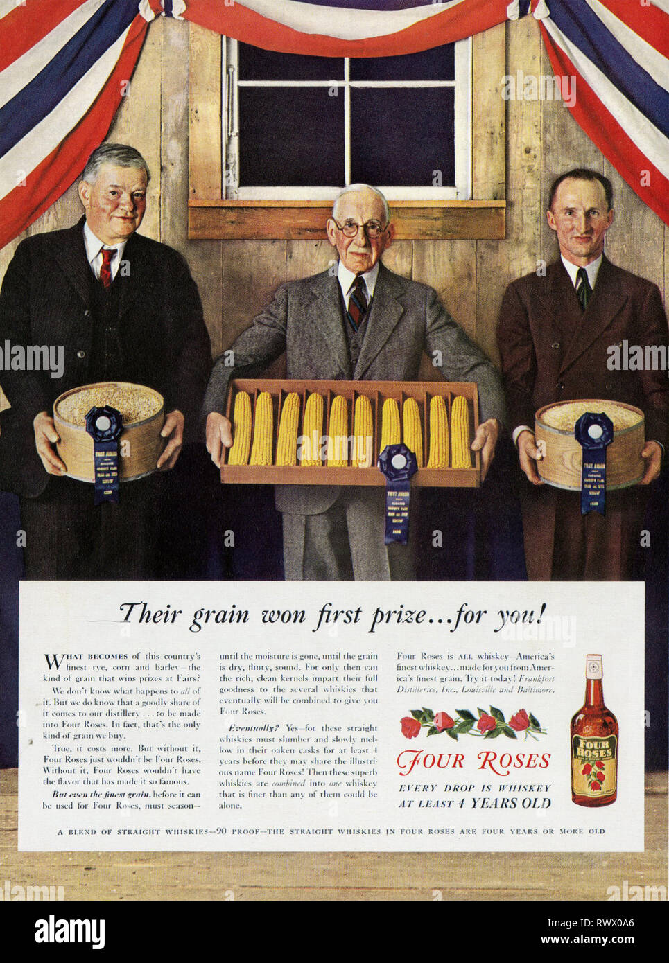 1930 USA Four Roses Magazine annuncio pubblicitario Foto Stock