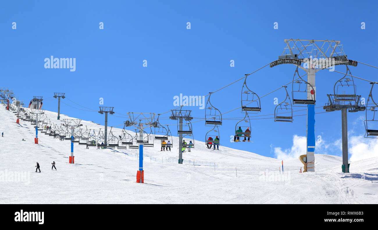 Il Libano sci invernale stagione Faraya Kfardebian Foto Stock