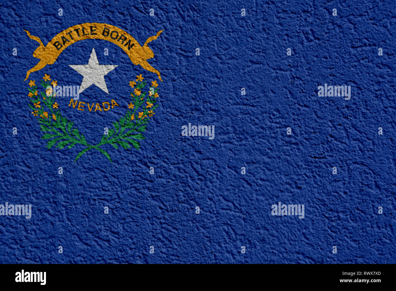 Noi politica dello Stato o il concetto di Business: Nevada bandiera parete con intonaco, Texture di sfondo Foto Stock