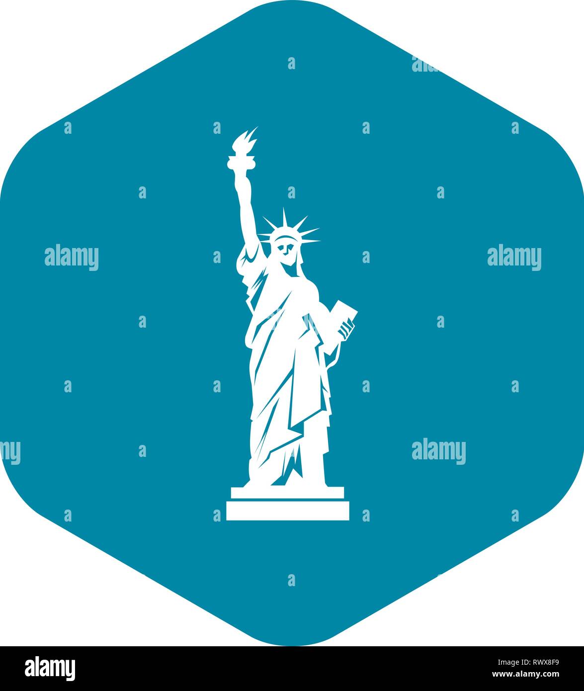 La statua della libertà, l'icona di stile semplice Illustrazione Vettoriale