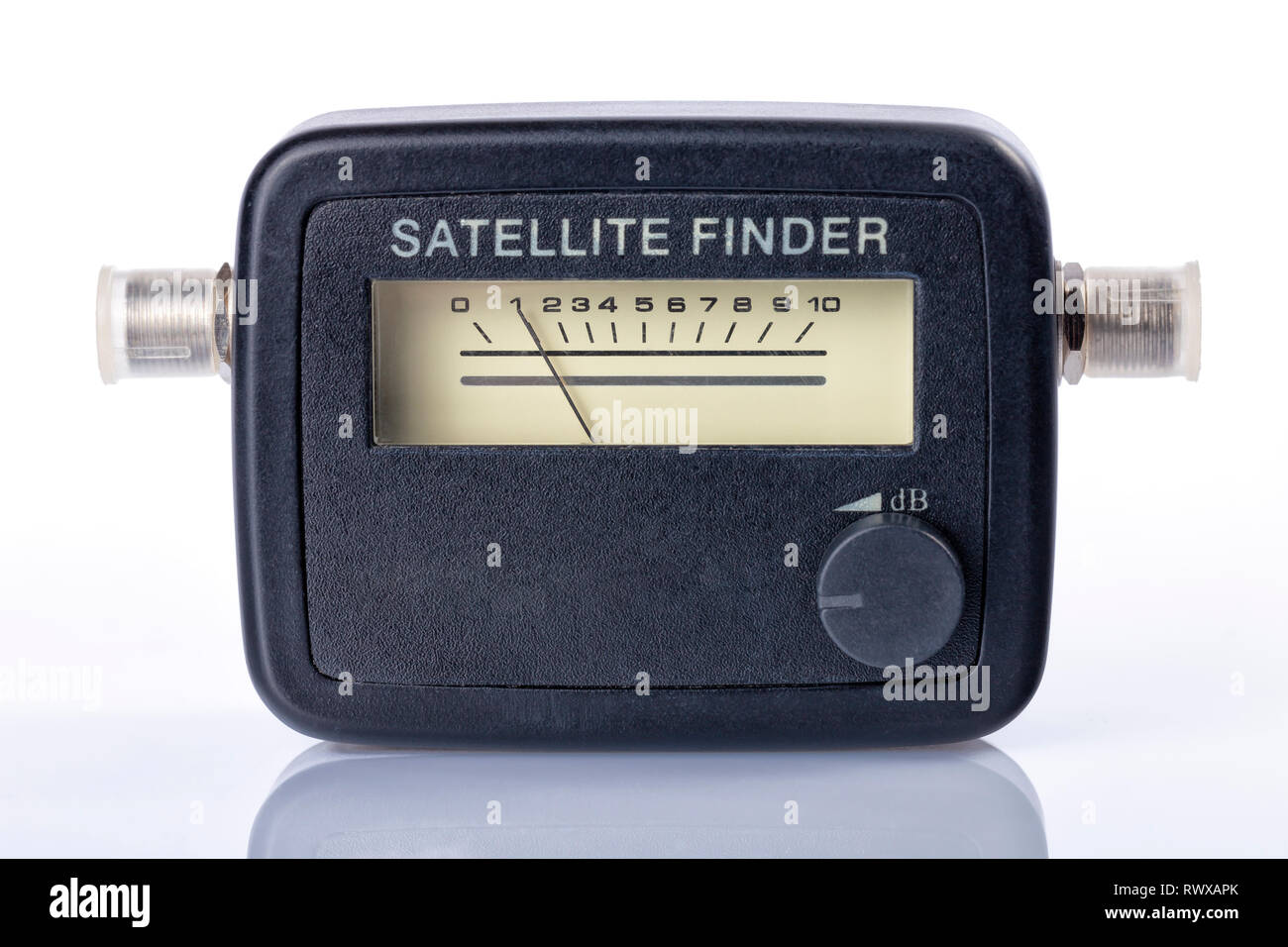 Un satellite finder isolato su bianco. Foto Stock
