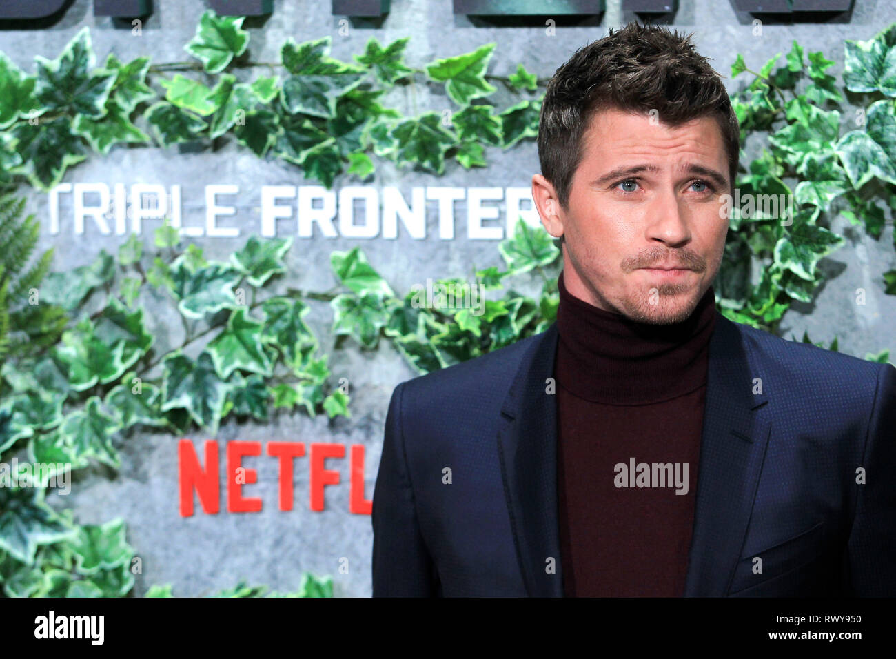 Garrett Hedlund alla premiere del film di Netflix 'Triple frontera / Triple frontiera' Cine a Callao. Madrid, 06.03.2019 | Utilizzo di tutto il mondo Foto Stock