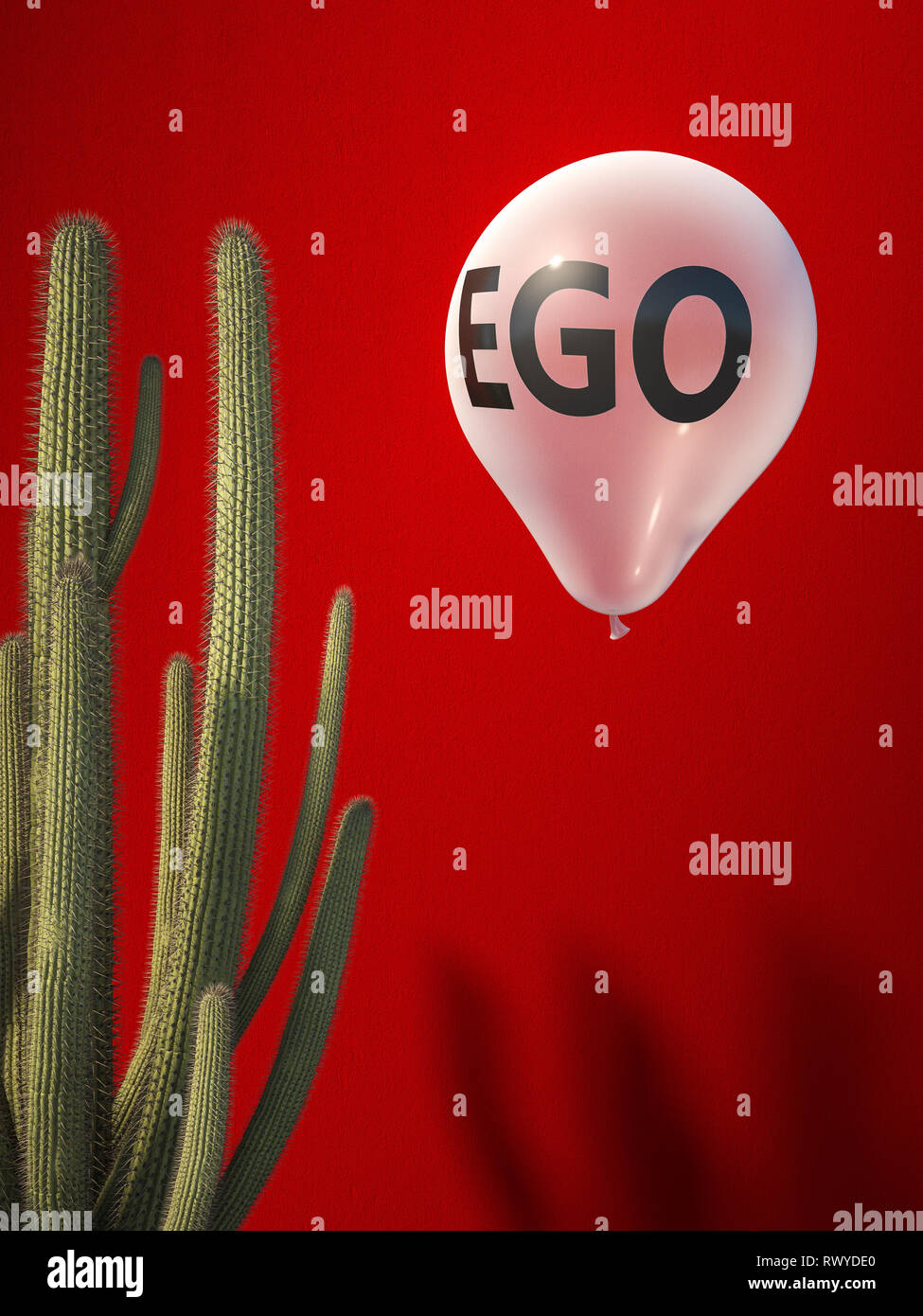 Ego palloncino e catus, concetto di crisi 3d rendering immagine Foto Stock