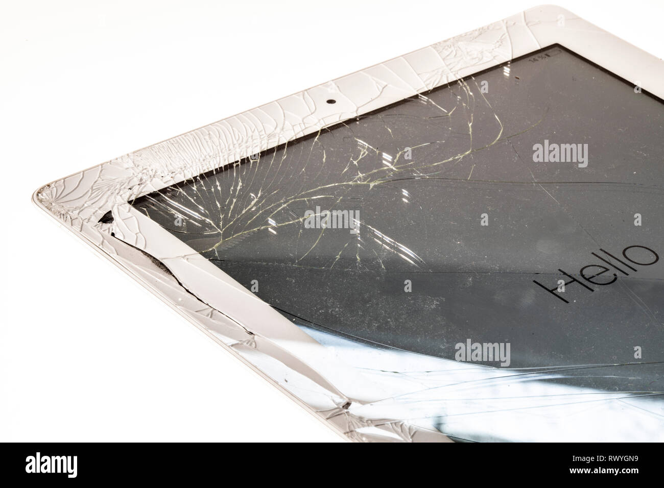 IPad con display distrutto, causa danni, Foto Stock