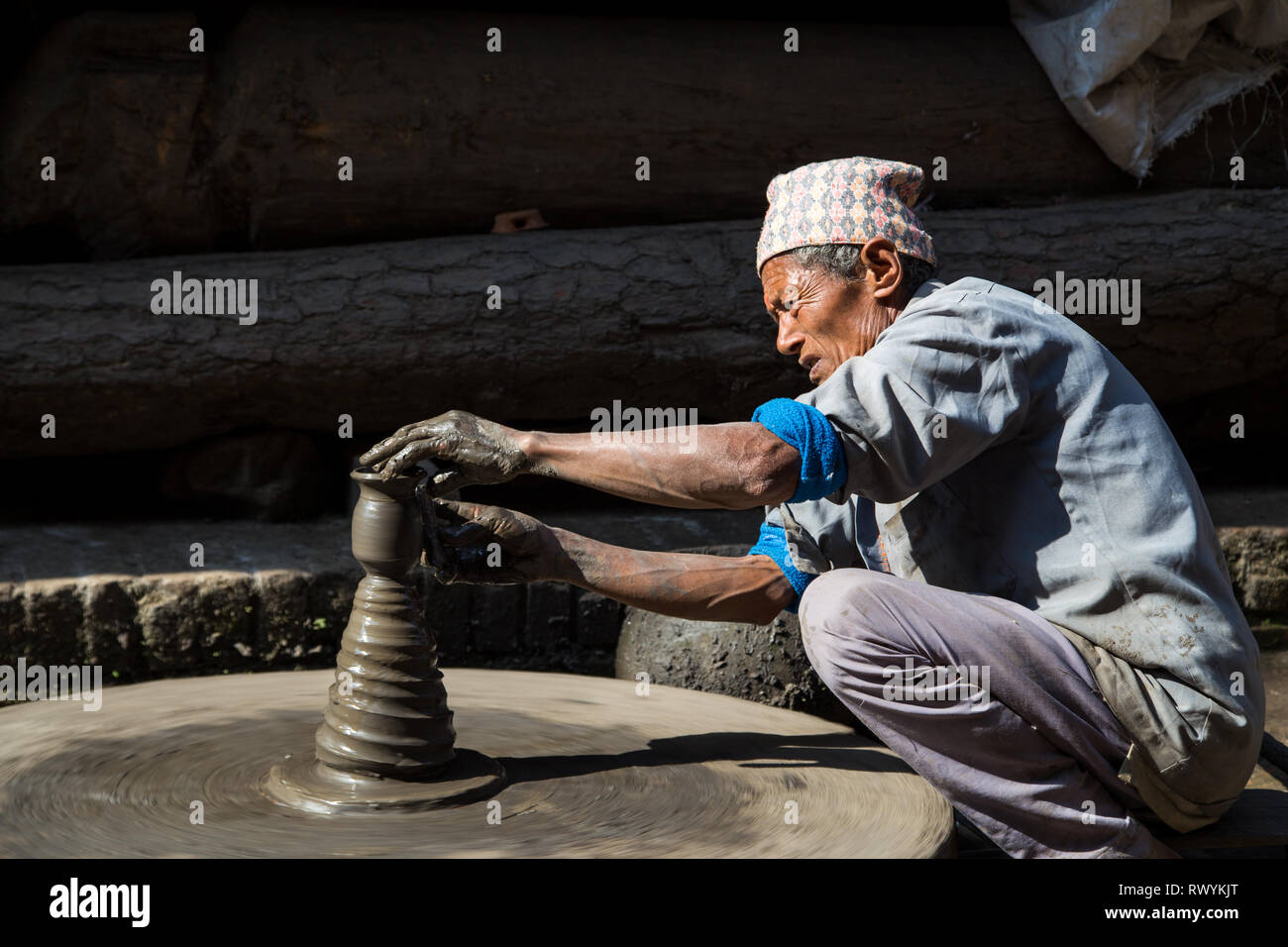 In ceramica quadrata in Bhaktapur, Nepal Foto Stock