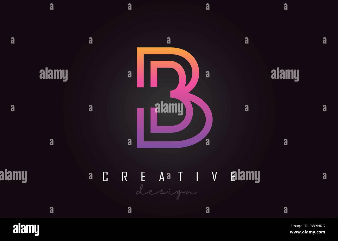 B viola lettera monogramma Logo Design Vettoriali. Creative B vibrante lettera colorato icona illustrazione vettoriale. Illustrazione Vettoriale