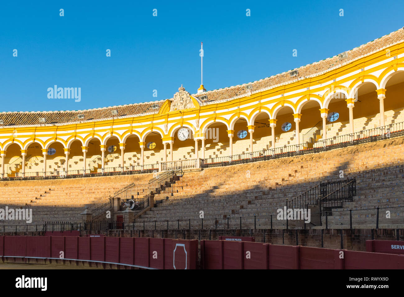 Plaza de toros de la Real Maestranza de caballería de Sevilla o Siviglia Bullring arena Foto Stock