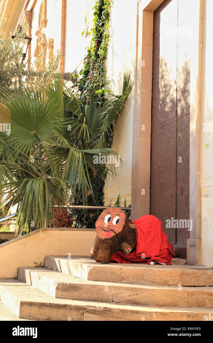 Tió de Nadal (Catalano Natale Log), Natale a Barcellona Foto Stock