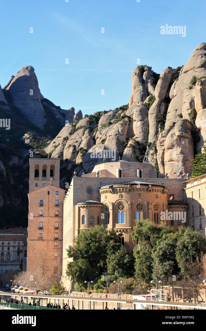 Abbazia di Monastero di Montserrat, Santa Maria de Montserrat, Catalogna, Spagna Foto Stock