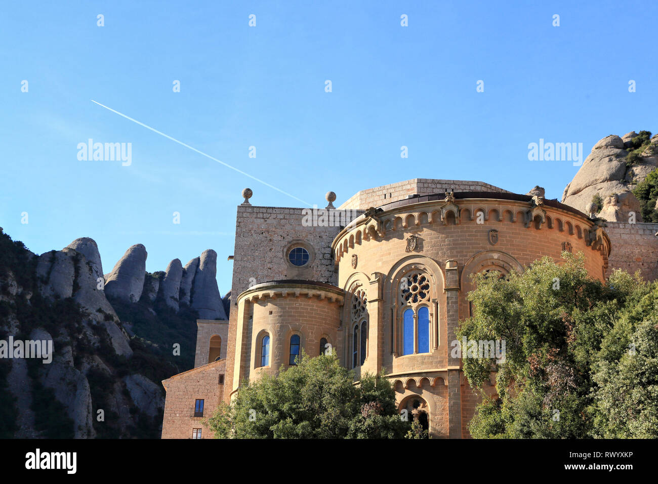 Abbazia di Monastero di Montserrat, Santa Maria de Montserrat, Catalogna, Spagna Foto Stock