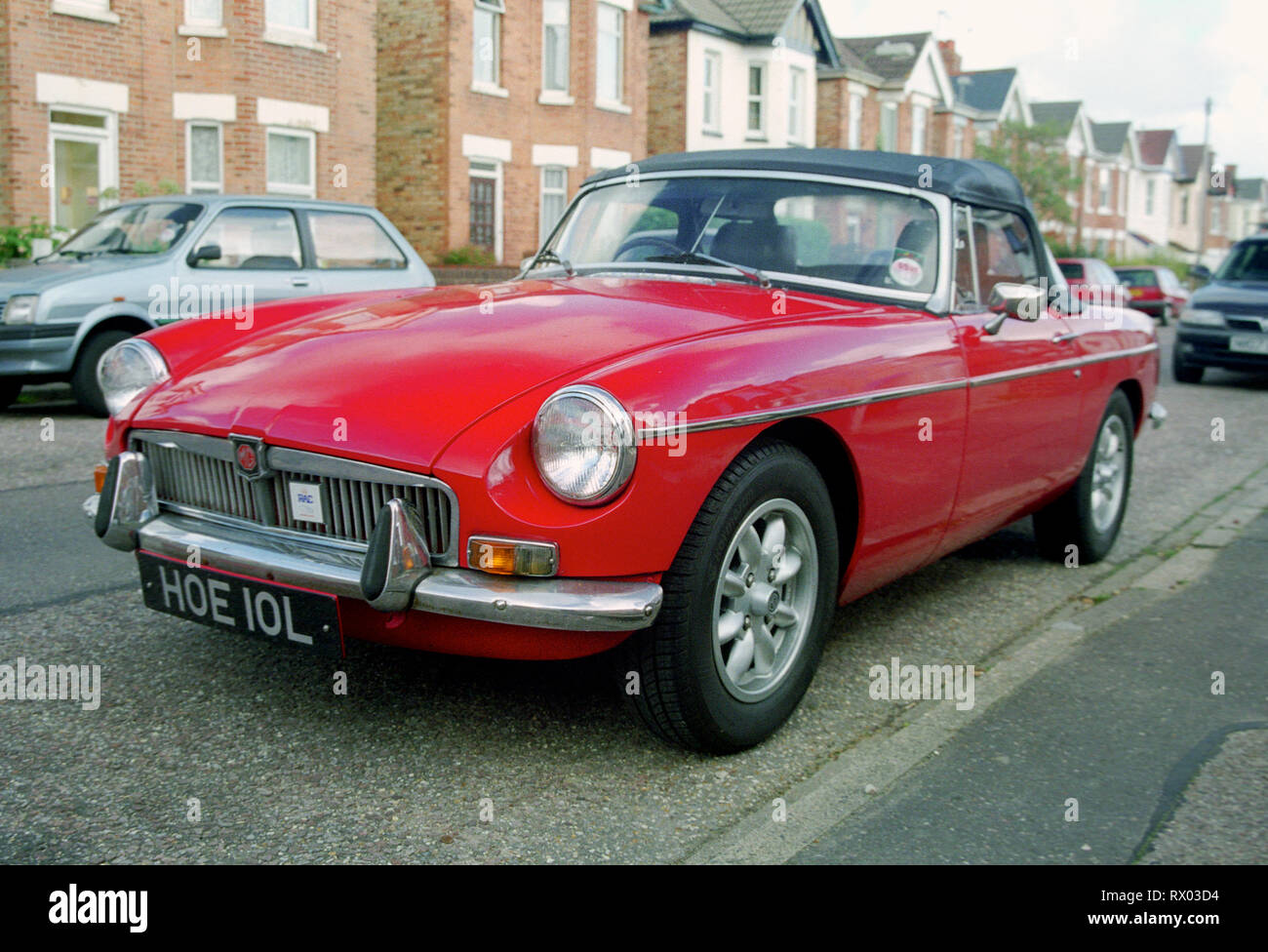 1971 MGB Roadster rosso convertibili Foto Stock
