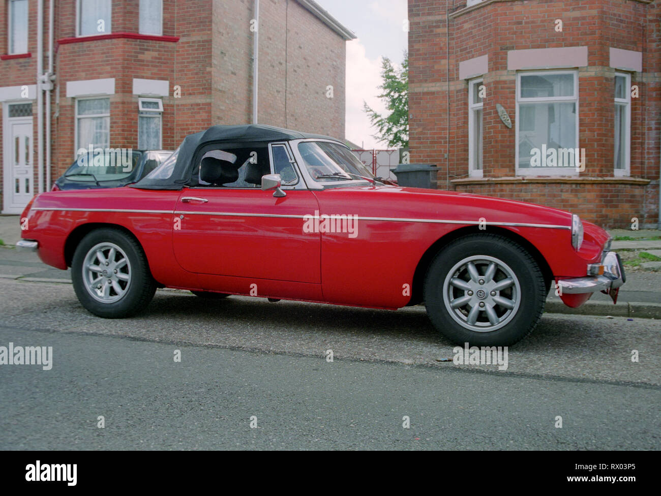 1971 MGB Roadster rosso convertibili Foto Stock