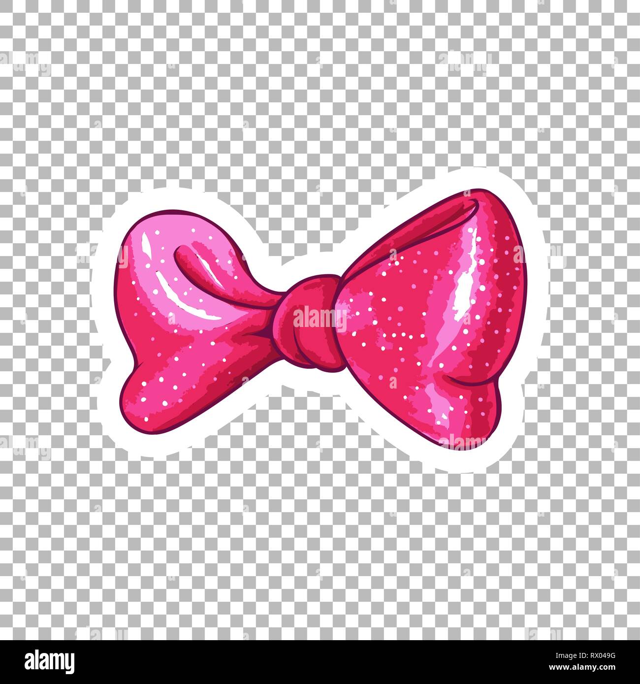 Fiocco Rosa disegnati a mano illustrazione. Nodo di nastro contorno disegno  su sfondo trasparente. Bowknot punteggiata piatto isolato doodle clipart.  Bow tie-in cartoon adesivo. Biglietto di auguri acquerello elemento di  design Immagine