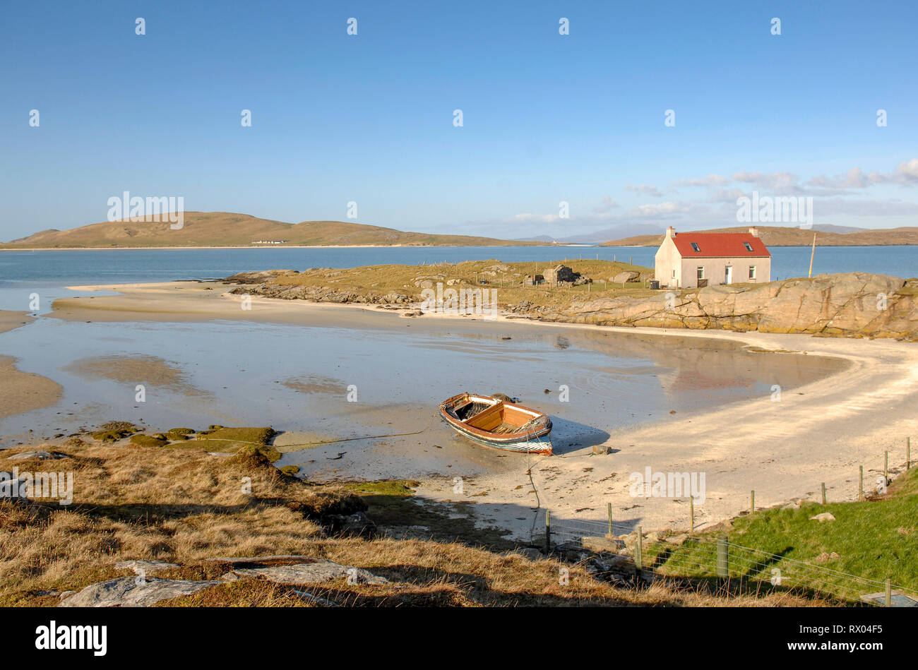 A Crannag Traig Mhor beach Isle of Barra, Ebridi Esterne Western Isles. La Scozia. Foto Stock