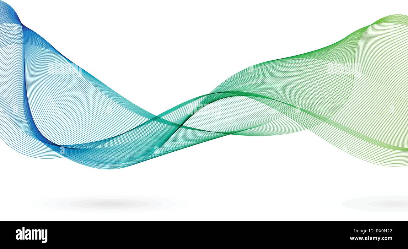 Ondulata sfondo astratto in due colori. Concetto di nastro con il blu e il verde il gradiente. Illustrazione Vettoriale. Illustrazione Vettoriale