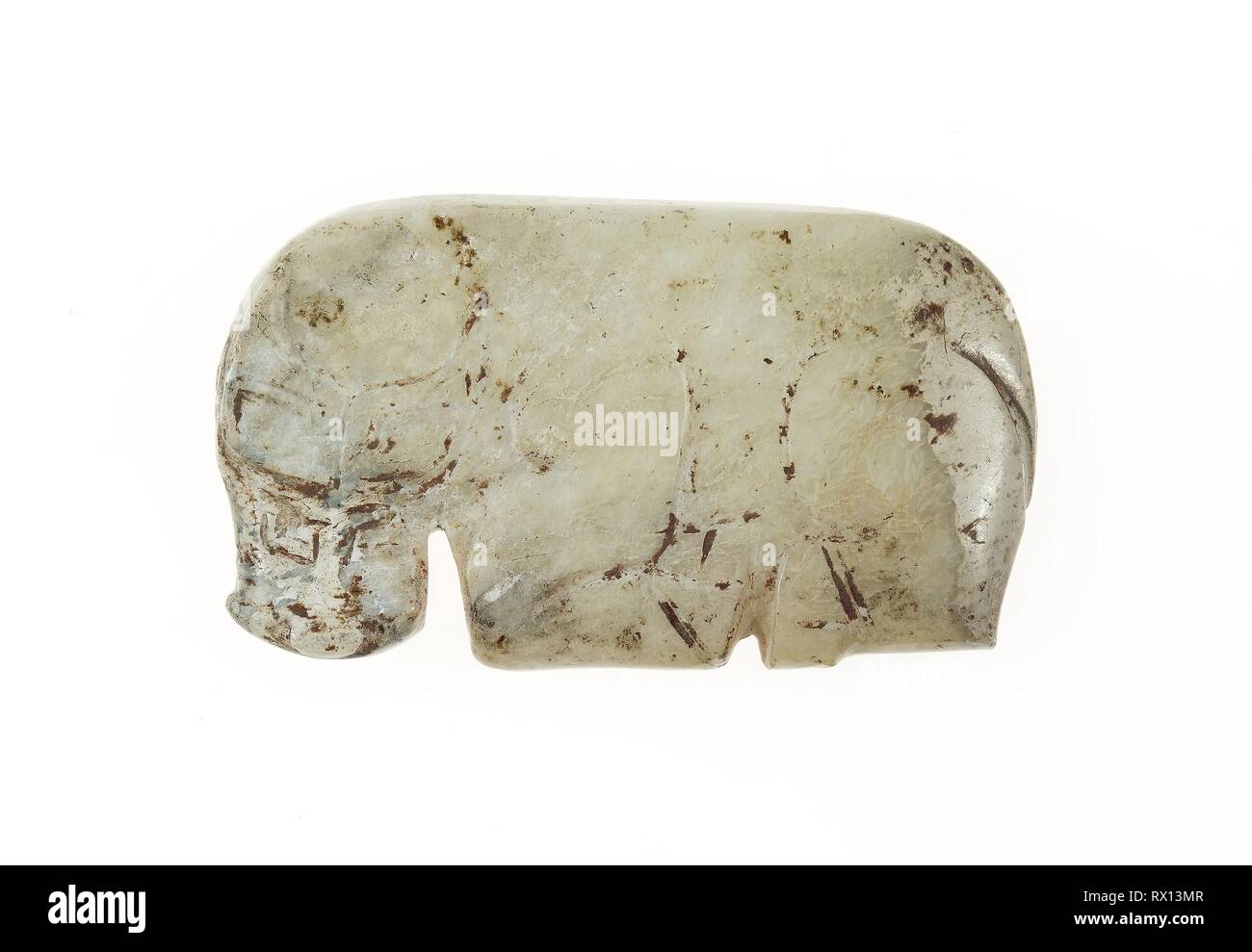 Telecomando di Buffalo. Cina. Data: 1100 BC-900 BC. Dimensioni: 1 3/4 × 2 1/16 x 1/4 in. Jade. Provenienza: Cina. Museo: Chicago Art Institute. Foto Stock