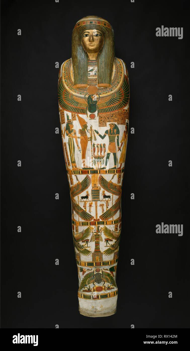 Bara e la mummia di Paankhenamun. Egiziano. Data: 945 BC-715 BC. Dimensioni: 170,2 × 43,2 × 31,7 cm (67 × 17 × 12 1/2 in.). Cartonnage, foglia oro, pigmento, e resti umani. Provenienza: Tebe. Museo: Chicago Art Institute. Autore: antica egiziana. Foto Stock