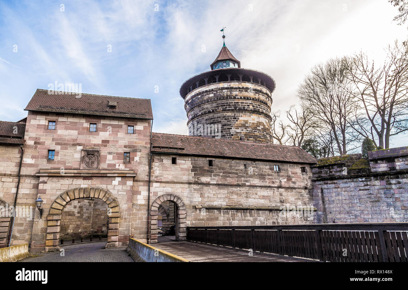 Neutor a Norimberga Baviera Germania. Foto Stock