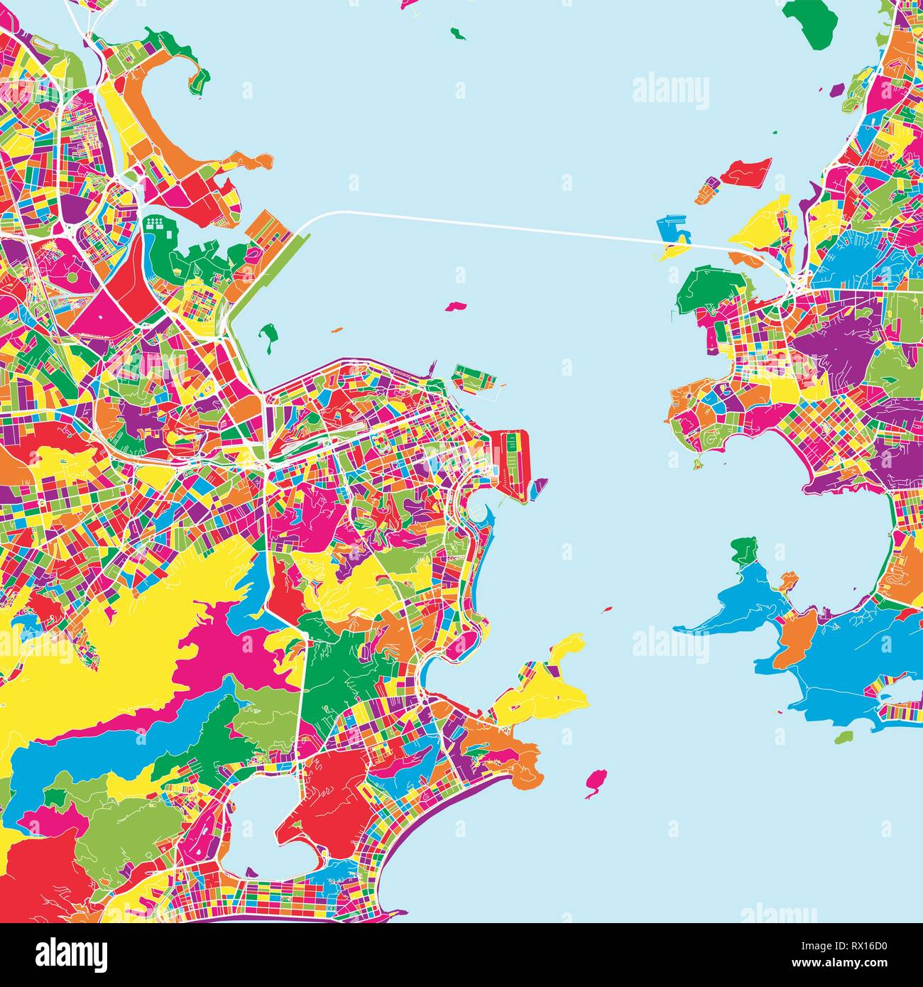 Mappa colorata di Rio de Janeiro. Profilo del vettore la versione per un numero illimitato di formati di stampa e web banner sfondi. Illustrazione Vettoriale