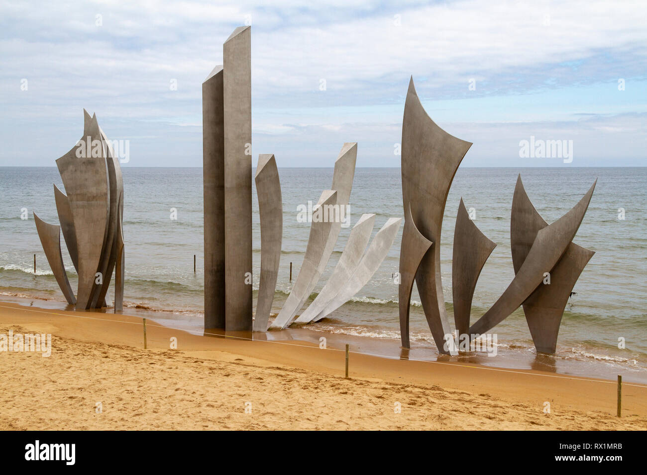 Il 'Les Braves Memorial', Laurent-sur-Mer, Normandia, Francia. Foto Stock