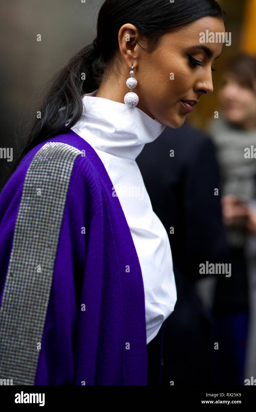 Maya Jama durante Christopher Kane London Fashion Week Feb 2019: Regno Unito Foto Stock